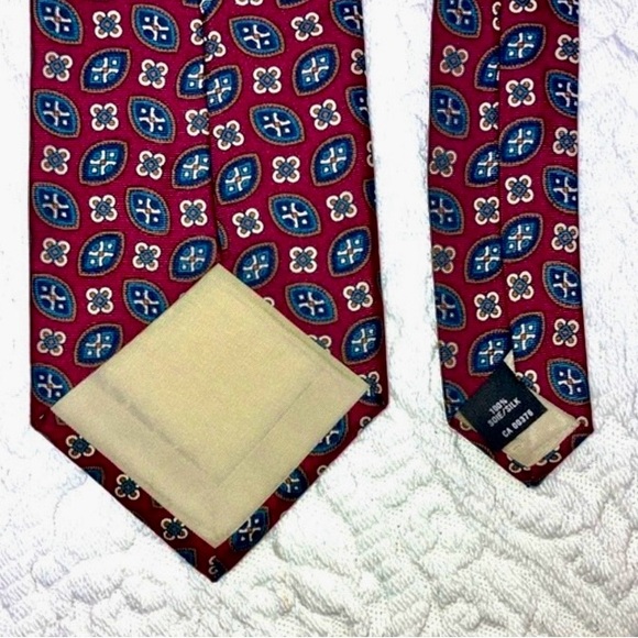 Woodwards vintage silk tie, foulard pattern, red and blue - Picture 4 of 8